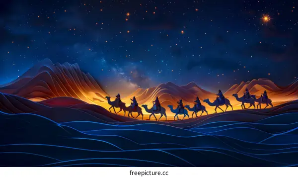 Three Wise Men Journey to Bethlehem