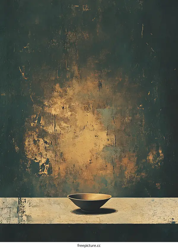 Empty Bowl on a Table Against a Grungy Background