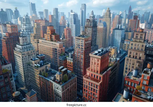 Aerial View of a Cityscape with Tall Buildings