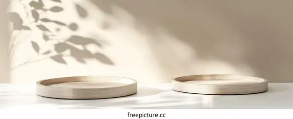 Empty Light Beige Wooden Display Stands