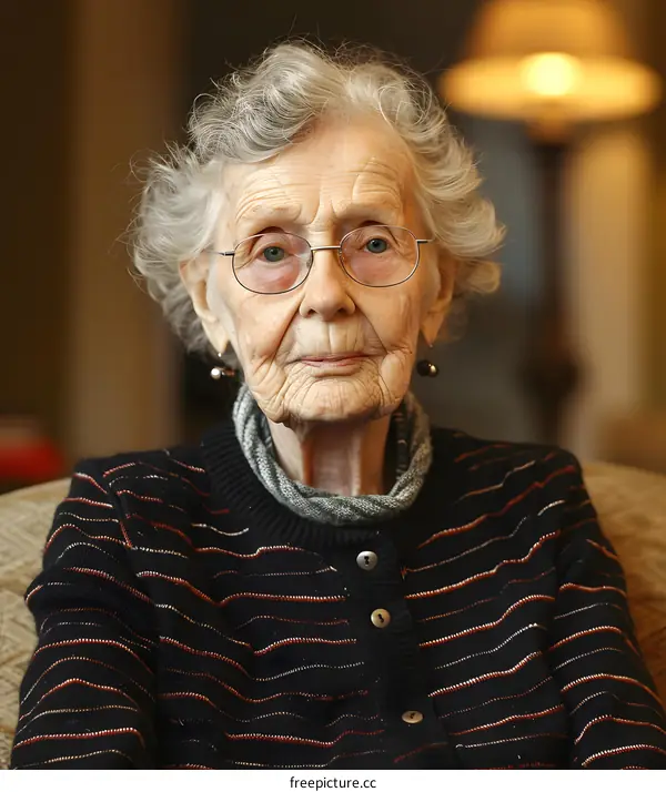 Portrait of an Elderly Woman Wearing Glasses
