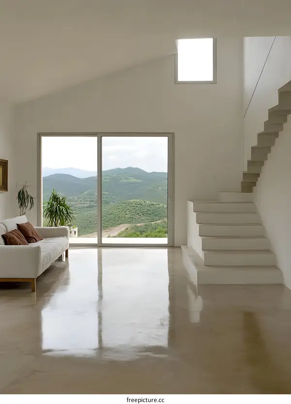 Modern Minimalist House Interior Design with Mountain View