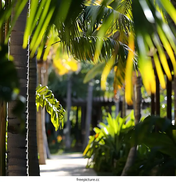 Tropical Palm Trees Path