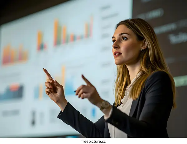 Woman Giving a Presentation Using Hand Gestures
