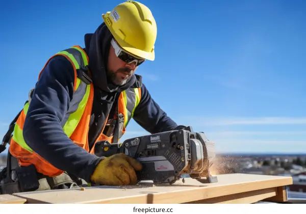 Carpenter working on a construction site