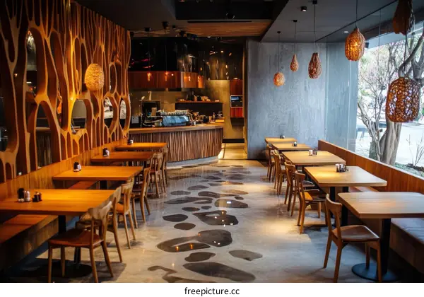 Modern Wooden Restaurant Interior Design