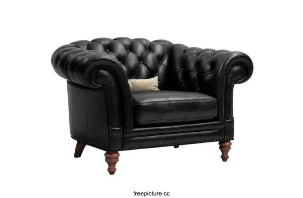 [Transparent Background PNG]Classic Black Leather Armchair Design Illustration