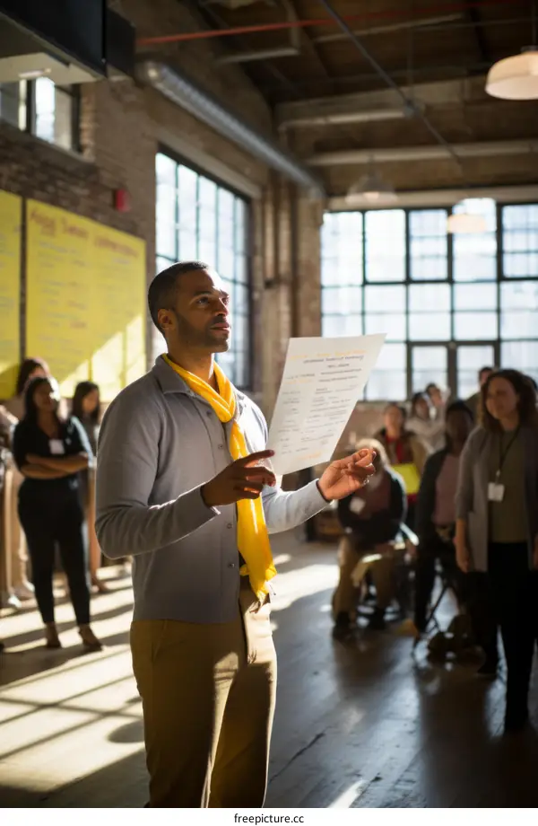 man giving presentation to group of people