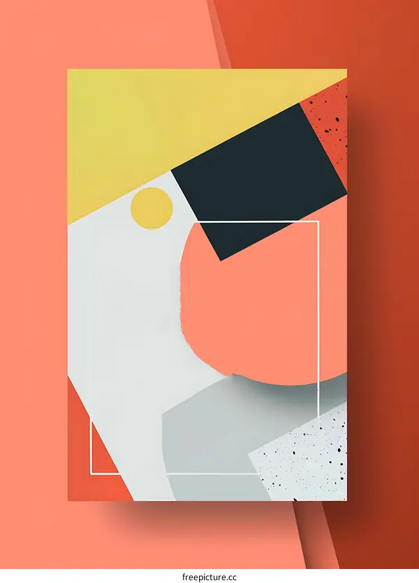 Abstract Geometric Shapes Poster Design With White Border