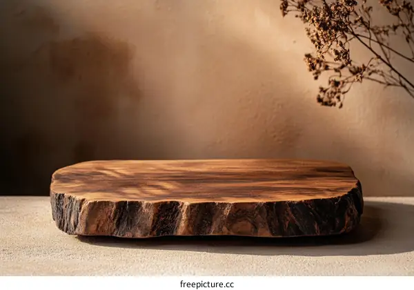 Rustic Wooden Slab Display Surface