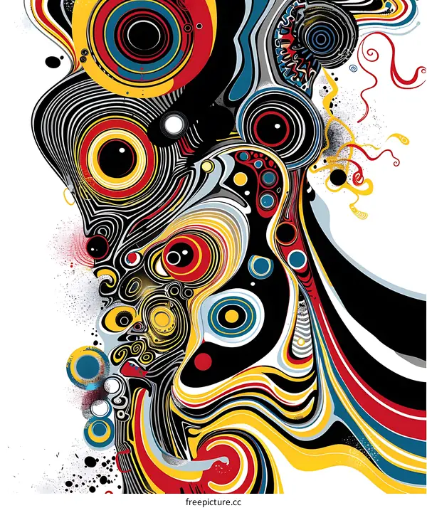 Abstract Art with Colorful Circles and Swirls