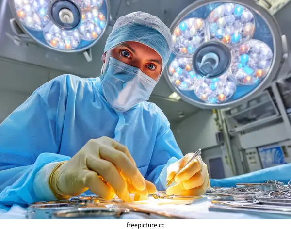 Surgeon in Operation Room Performing a Procedure