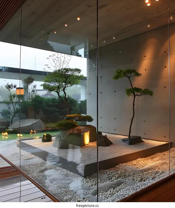 Minimalist Zen Garden Design With White Gravel And Stone