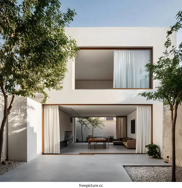 Minimalist Modern House with Open Courtyard Design
