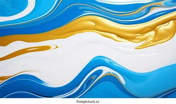 Abstract Painting in Blue and Gold