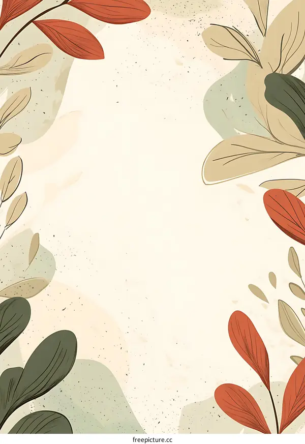 Minimalist Watercolor Leaves Border Illustration