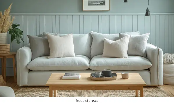 Light Blue Sofa in a Cozy Living Room