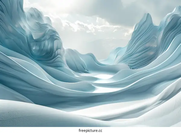 Icy Blue Mountain Landscape: A Surreal Winter Wonderland