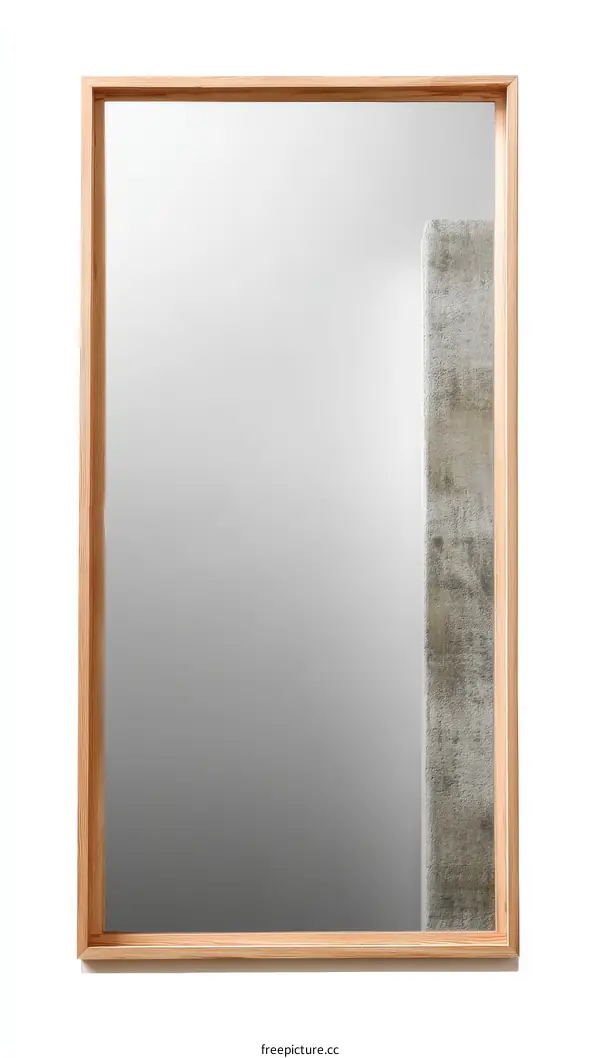 Wooden Framed Rectangular Mirror with Modern Design