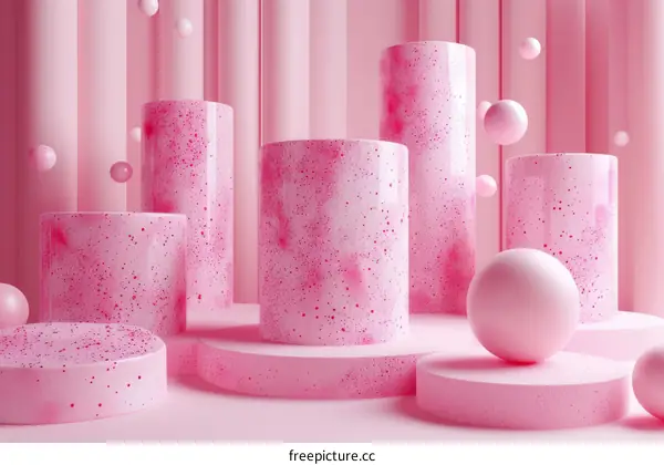 Pink Geometric Display Stand Illustration