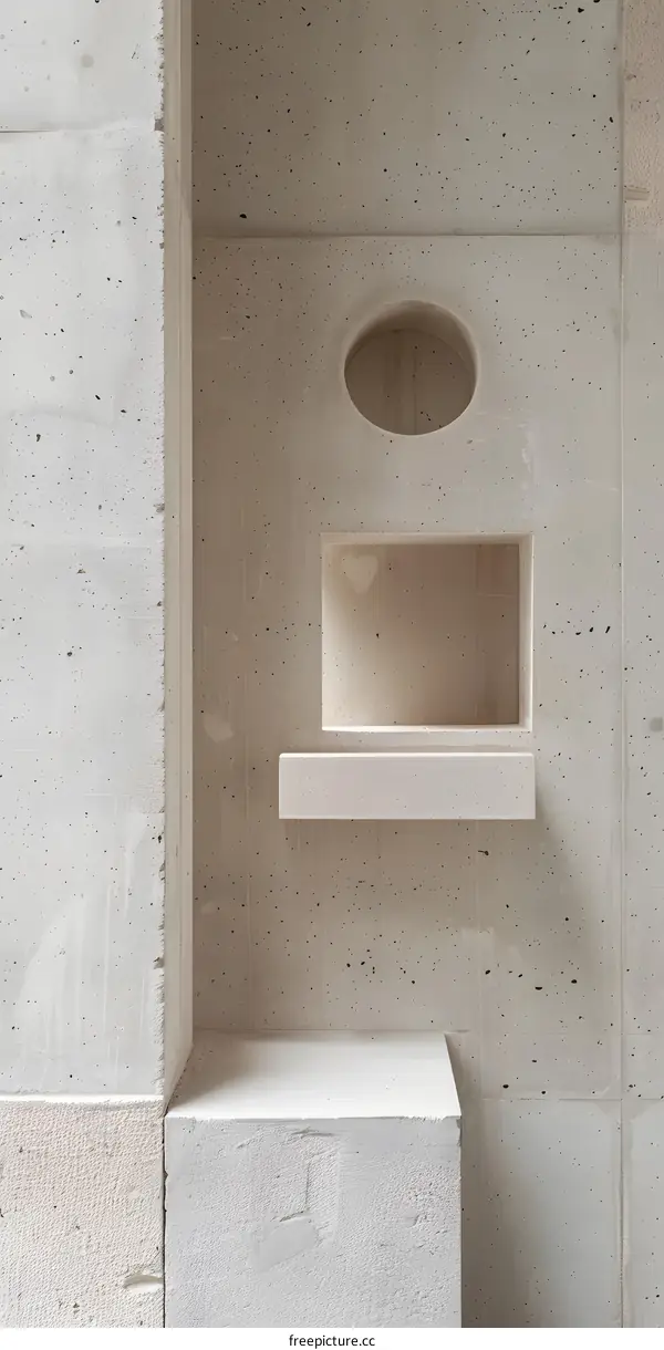 Concrete Wall with Shelf and Recessed Niches