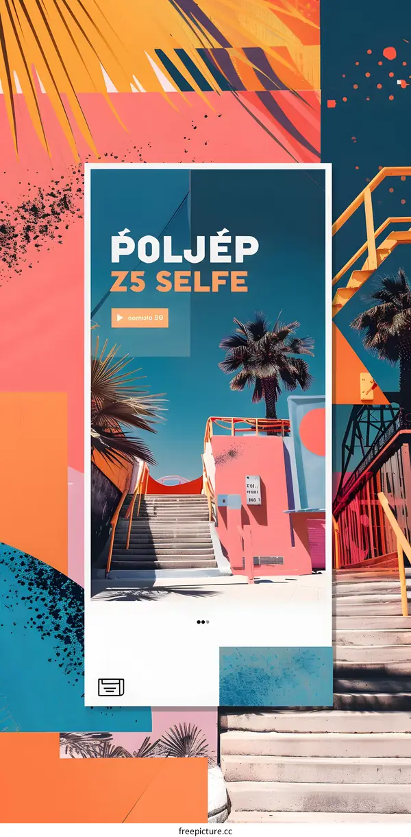 Palm Tree Collage Abstract Art