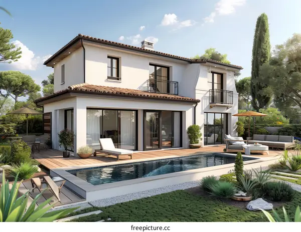 Luxury Two-Story Home with Pool and Garden