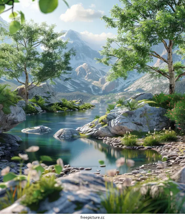 Tranquil Mountain Lake Landscape