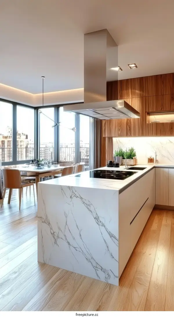 Modern Kitchen Island with Marble Top