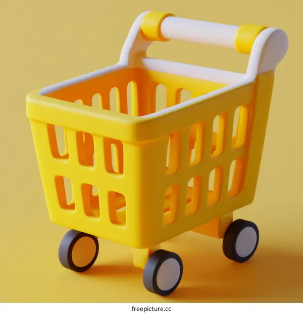 Shopping Cart Illustration on Pastel Yellow Background