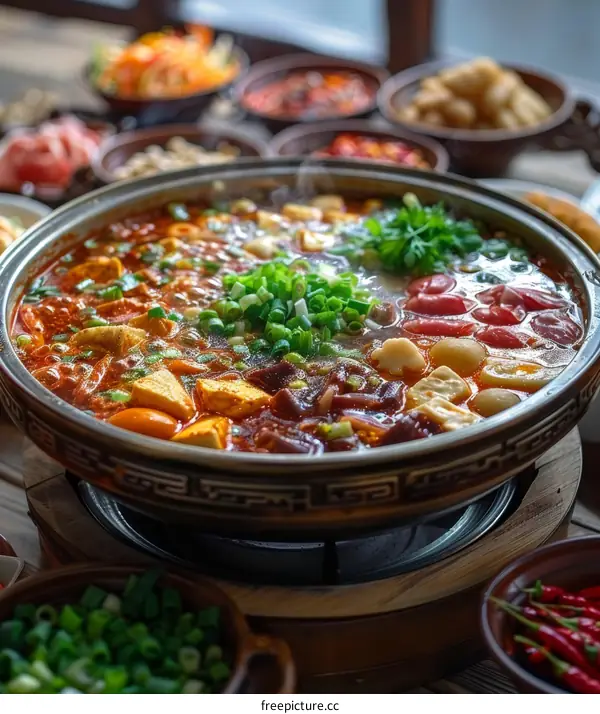 Spicy Sichuan Hot Pot with Tofu, Tomato, and Tripe