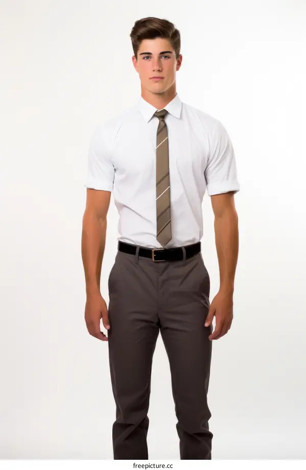 Young male student in uniform posing