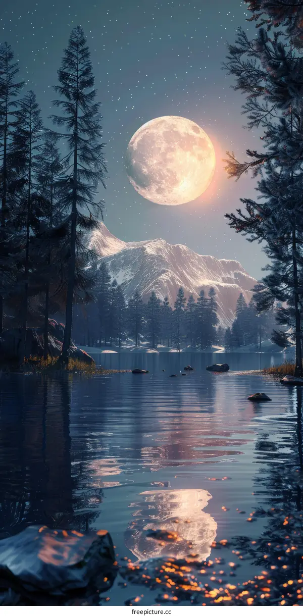 Moonlit Mountain Lake