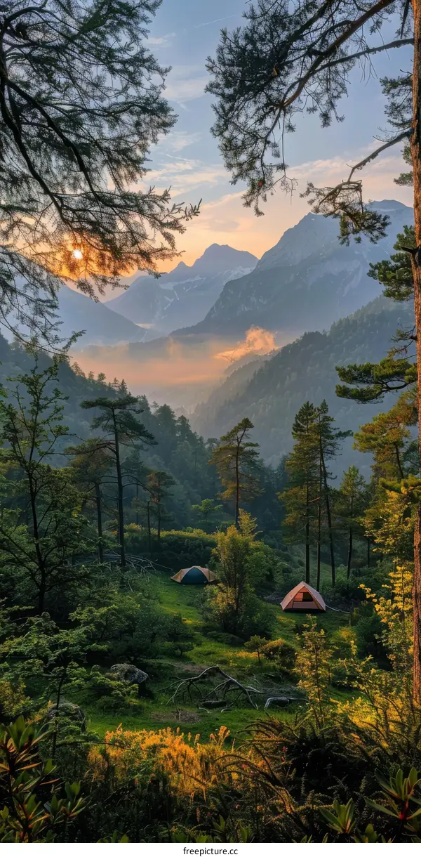 Mountain Valley Camping: Sunset Serenity