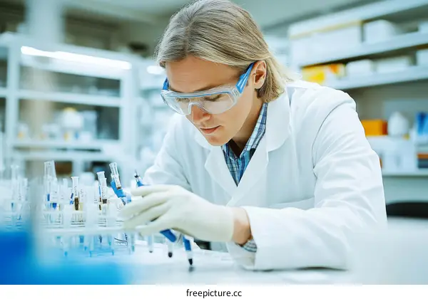 Focused Scientist Conducting Research in a Laboratory