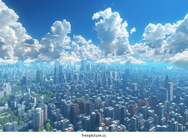 Futuristic Cityscape Under a Vast Sky