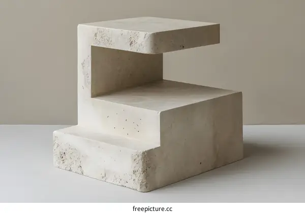 Abstract Stone Sculpture with Geometric Design