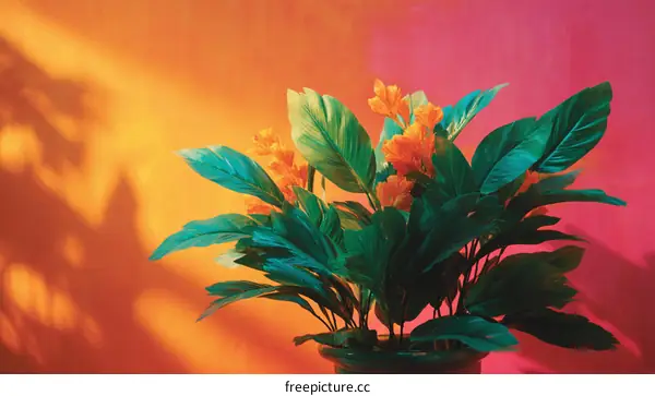 Vibrant Orange Flowers and Green Leaves Indoor Decoration