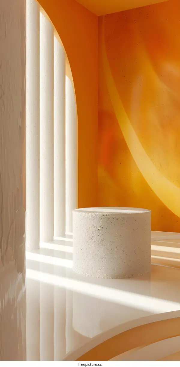 Minimalist Abstract Orange and White Room Interior Design