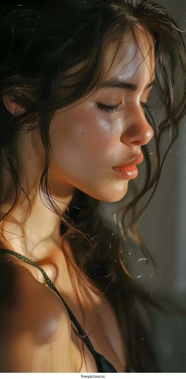 portrait of a young woman with long brown hair