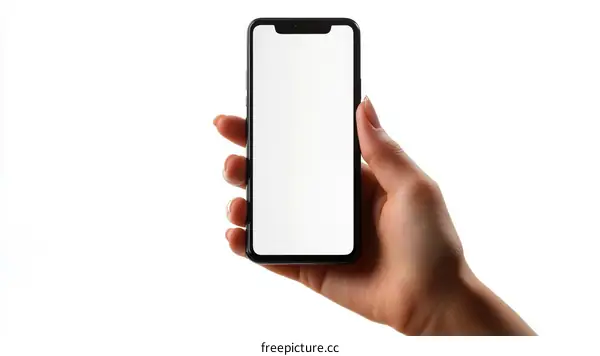 Hand Holding Smartphone with Blank Screen