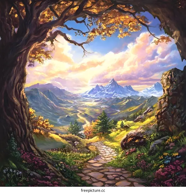 Scenic Mountain Landscape with a Winding Path