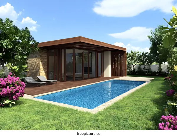 Modern Villa With Swimming Pool and Lush Garden