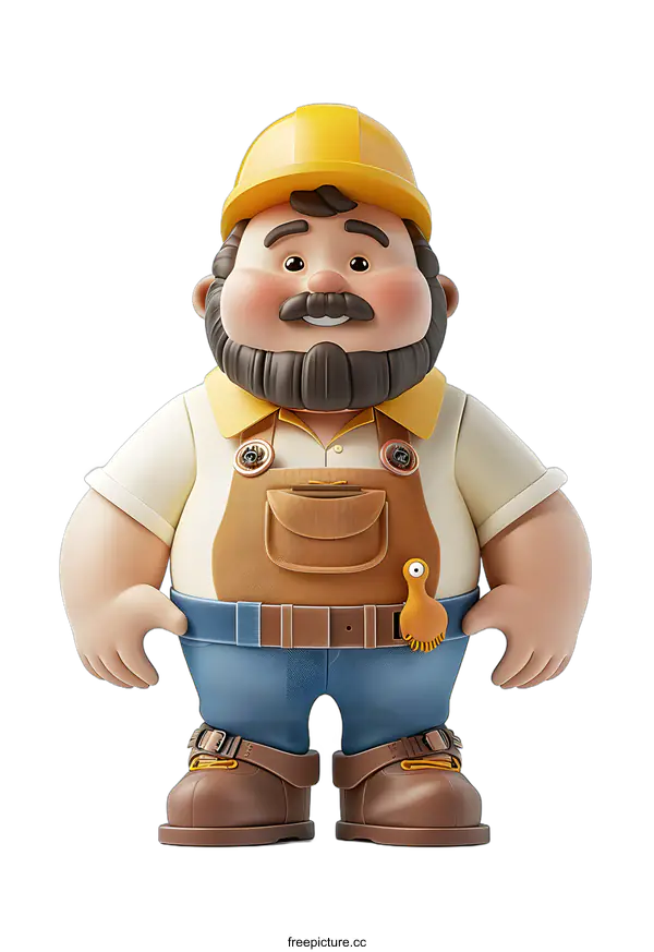 [Transparent Background PNG]builder wearing hardhat and tool belt