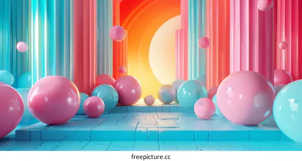 Abstract Colorful Geometric Sphere Stage Design
