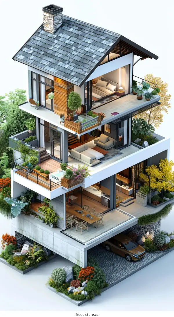 Modern house exterior and interior design