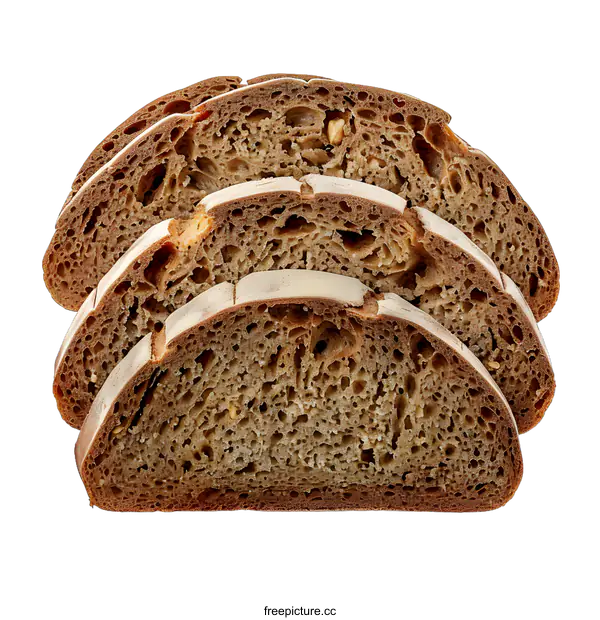 [Transparent Background PNG]Three slices of whole grain bread