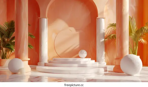 Elegant Coral Architecture Display Setting