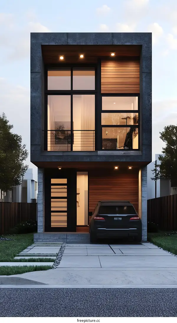Modern Minimalist House Exterior Design with Concrete and Wood