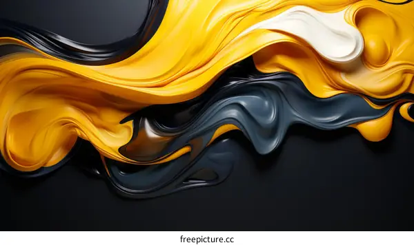 Black yellow white abstract liquid waves background